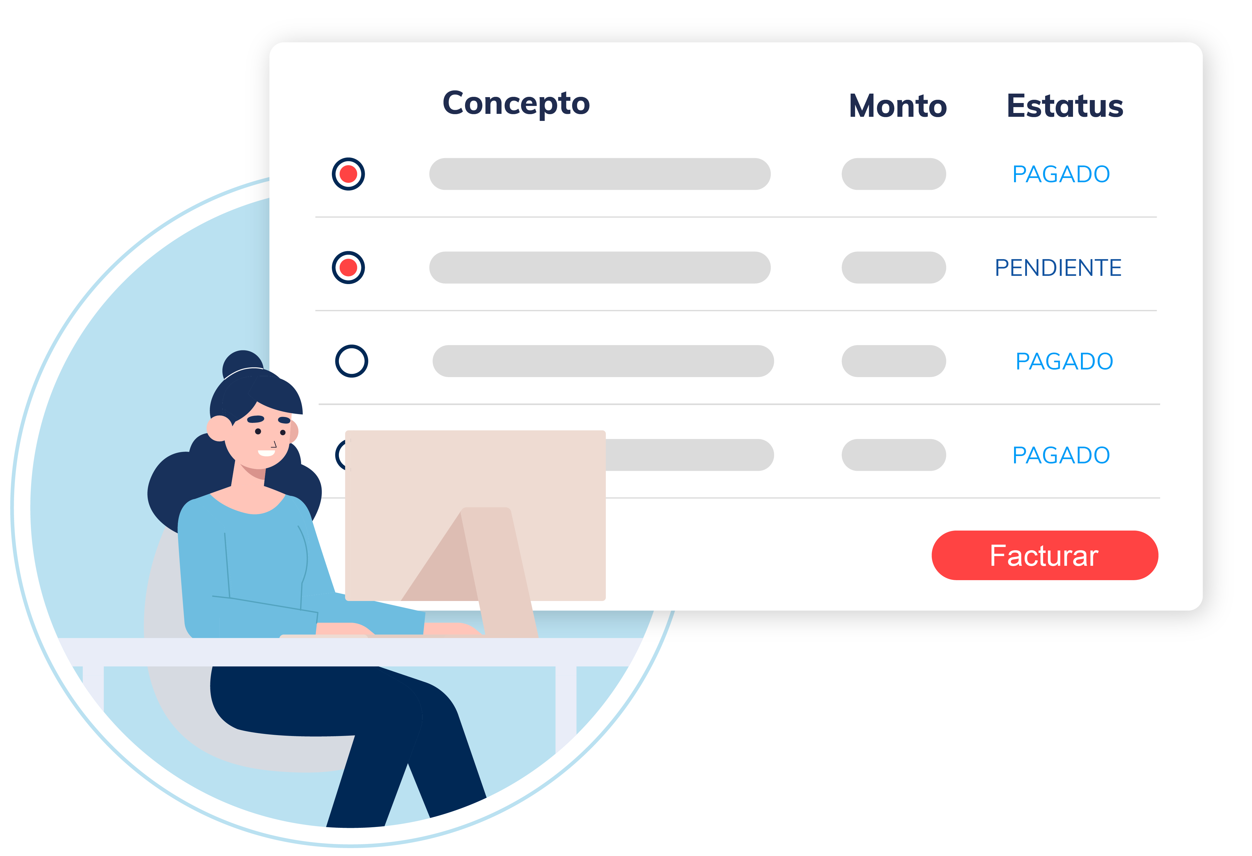 persona utilizando sistema de facturación electrónica